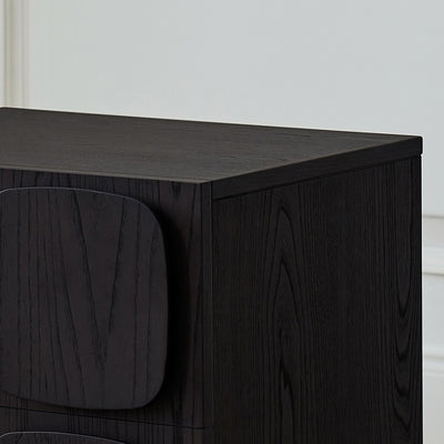 Modern Art Deco Square Rubberwood Stackable Nightstand 2-Drawer For Bedroom