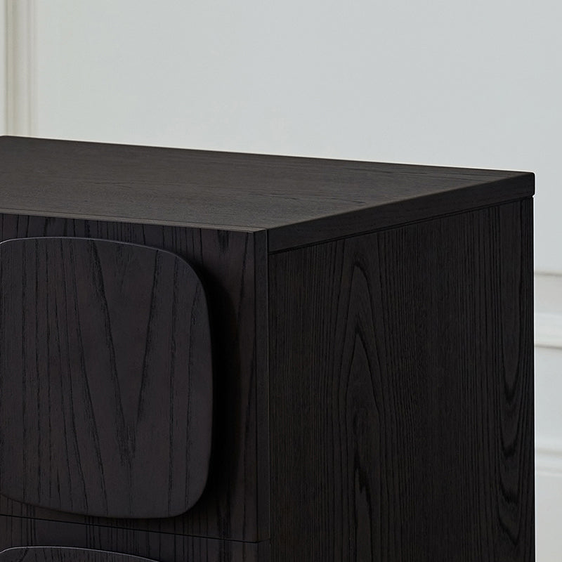 Modern Art Deco Square Rubberwood Stackable Nightstand 2-Drawer For Bedroom