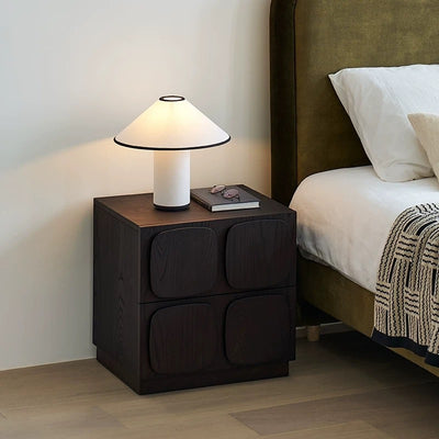 Modern Art Deco Square Rubberwood Stackable Nightstand 2-Drawer For Bedroom