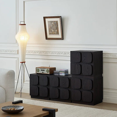 Modern Art Deco Square Rubberwood Stackable Nightstand 2-Drawer For Bedroom