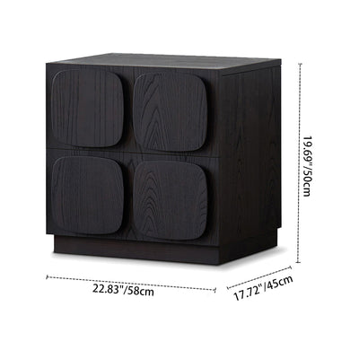 Modern Art Deco Square Rubberwood Stackable Nightstand 2-Drawer For Bedroom