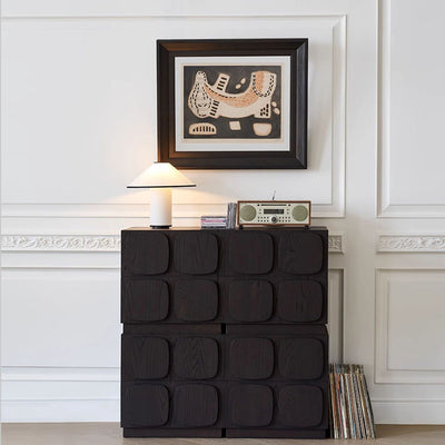 Modern Art Deco Square Rubberwood Stackable Nightstand 2-Drawer For Bedroom
