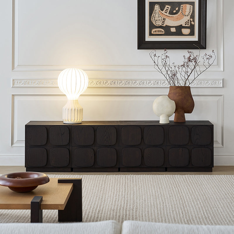 Modern Art Deco Square Rubberwood Stackable Nightstand 2-Drawer For Bedroom