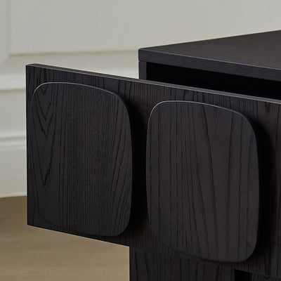Modern Art Deco Square Rubberwood Stackable Nightstand 2-Drawer For Bedroom