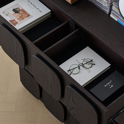 Modern Art Deco Square Rubberwood Stackable Nightstand 2-Drawer For Bedroom