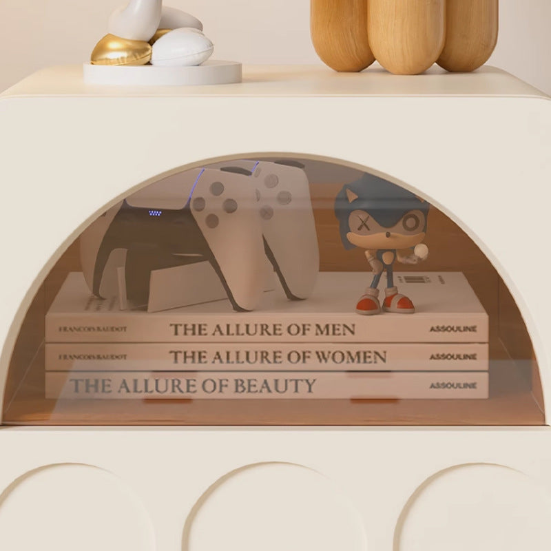 Modern Minimalist Square MDF Nightstand 2-Drawer For Bedroom