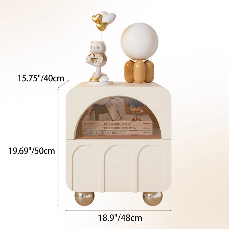 Modern Minimalist Square MDF Nightstand 2-Drawer For Bedroom