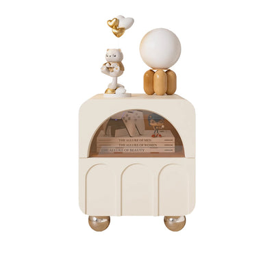 Modern Minimalist Square MDF Nightstand 2-Drawer For Bedroom