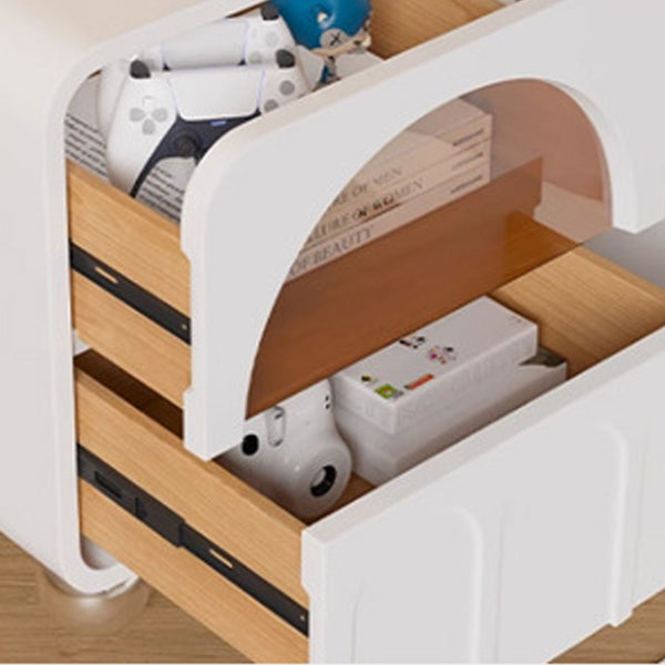 Modern Minimalist Square MDF Nightstand 2-Drawer For Bedroom