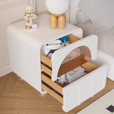 Modern Minimalist Square MDF Nightstand 2-Drawer For Bedroom