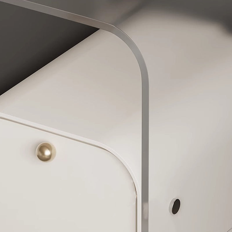 Modern Minimalist Square Acrylic Solid Wood Multi-layer Board Nightstand 1-Drawer For Bedroom