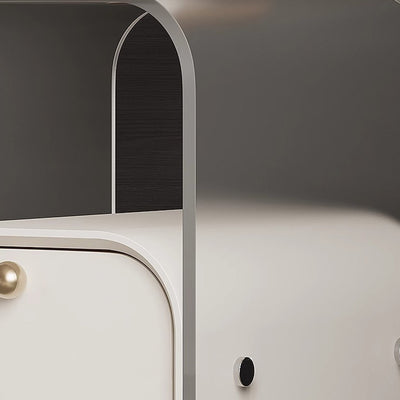 Modern Minimalist Square Acrylic Solid Wood Multi-layer Board Nightstand 1-Drawer For Bedroom