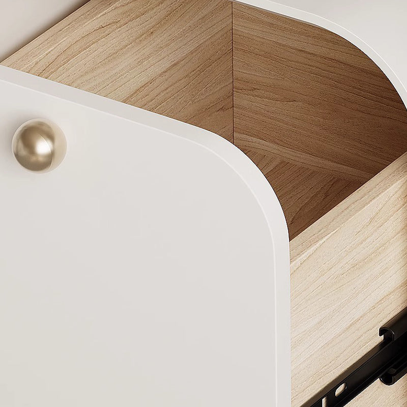 Modern Minimalist Square Acrylic Solid Wood Multi-layer Board Nightstand 1-Drawer For Bedroom