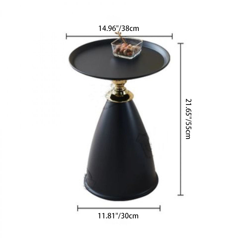 Modern Minimalist Round Iron Side Table 1-Tier For Living Room