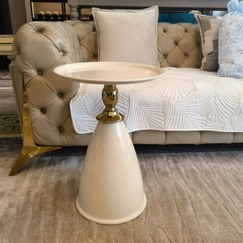 Modern Minimalist Round Iron Side Table 1-Tier For Living Room