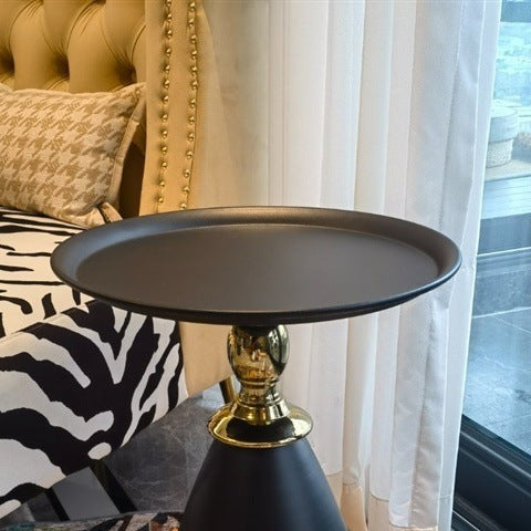 Modern Minimalist Round Iron Side Table 1-Tier For Living Room