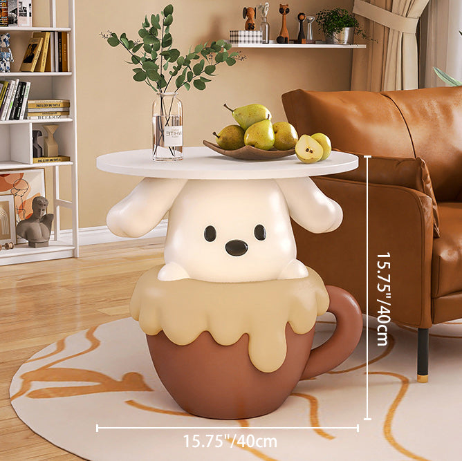 Table de chevet contemporaine pour enfants créatifs en forme de chien, en MDF et résine, 1 niveau, pour chambre à coucher 