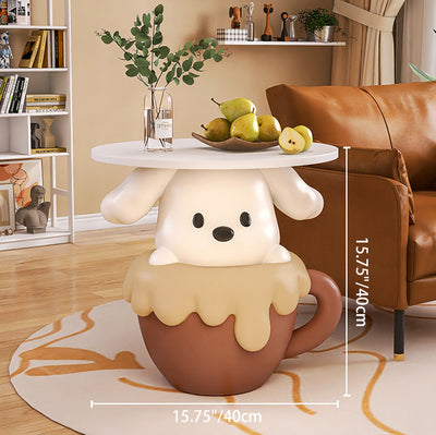 Contemporary Creative Kids Dog Shape MDF Resin Nightstand 1-Tier For Bedroom