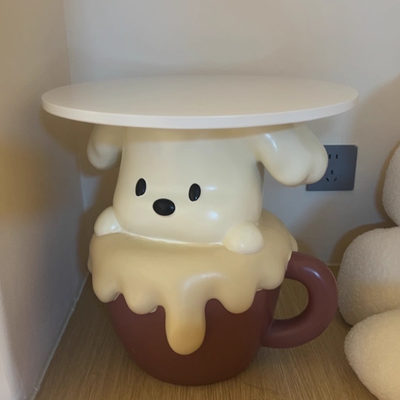 Contemporary Creative Kids Dog Shape MDF Resin Nightstand 1-Tier For Bedroom