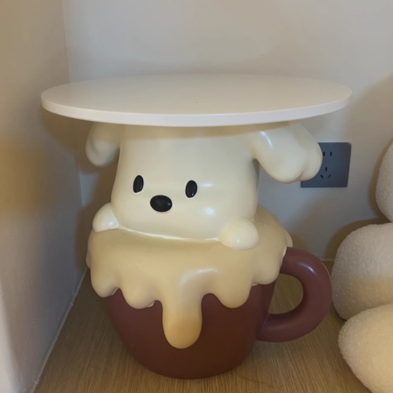 Contemporary Creative Kids Dog Shape MDF Resin Nightstand 1-Tier For Bedroom