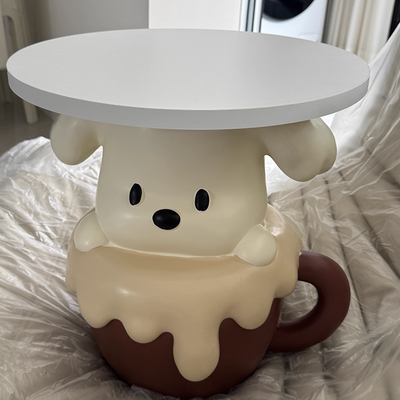 Contemporary Creative Kids Dog Shape MDF Resin Nightstand 1-Tier For Bedroom