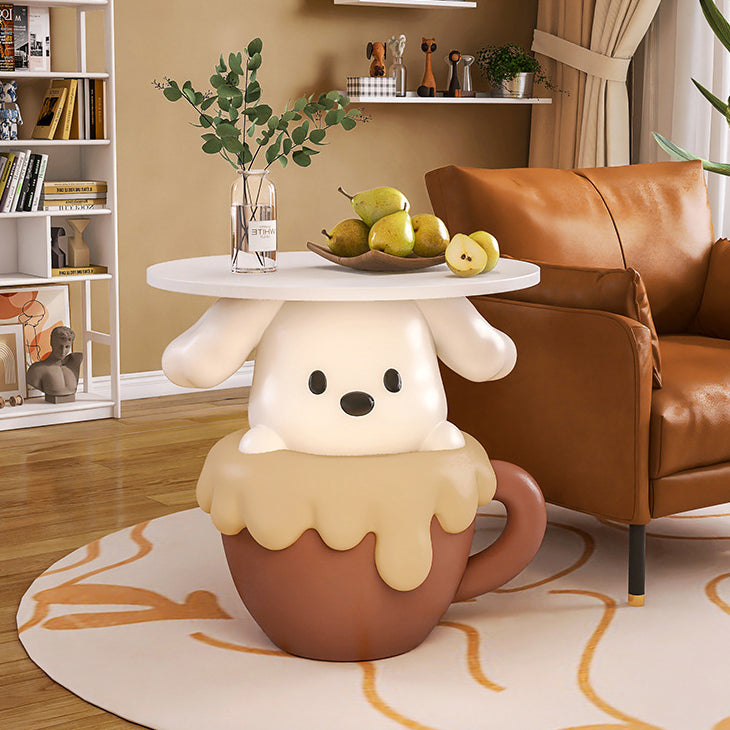 Contemporary Creative Kids Dog Shape MDF Resin Nightstand 1-Tier For Bedroom