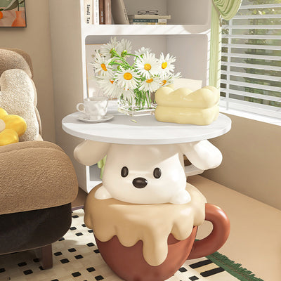 Contemporary Creative Kids Dog Shape MDF Resin Nightstand 1-Tier For Bedroom