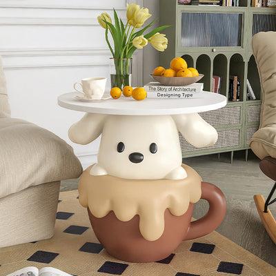 Contemporary Creative Kids Dog Shape MDF Resin Nightstand 1-Tier For Bedroom