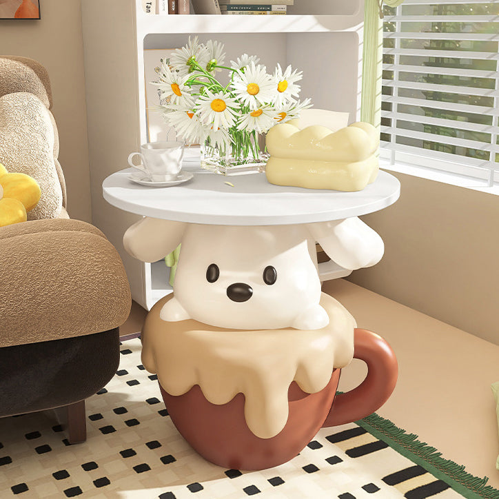 Contemporary Creative Kids Dog Shape MDF Resin Nightstand 1-Tier For Bedroom
