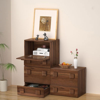 Modern Minimalist Square MDF Stackable Nightstand 1-Drawer For Bedroom