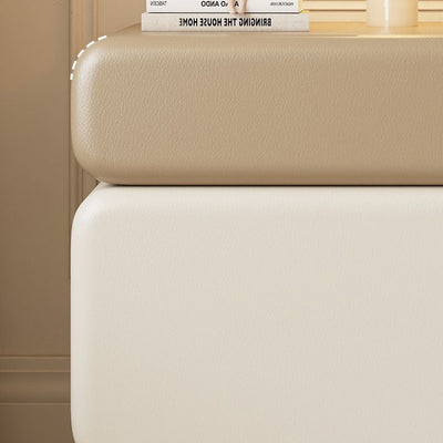 Modern Minimalist Square MDF Solid Wood Multi-layer Board Microfiber Leather Nightstand 2-Drawer For Bedroom