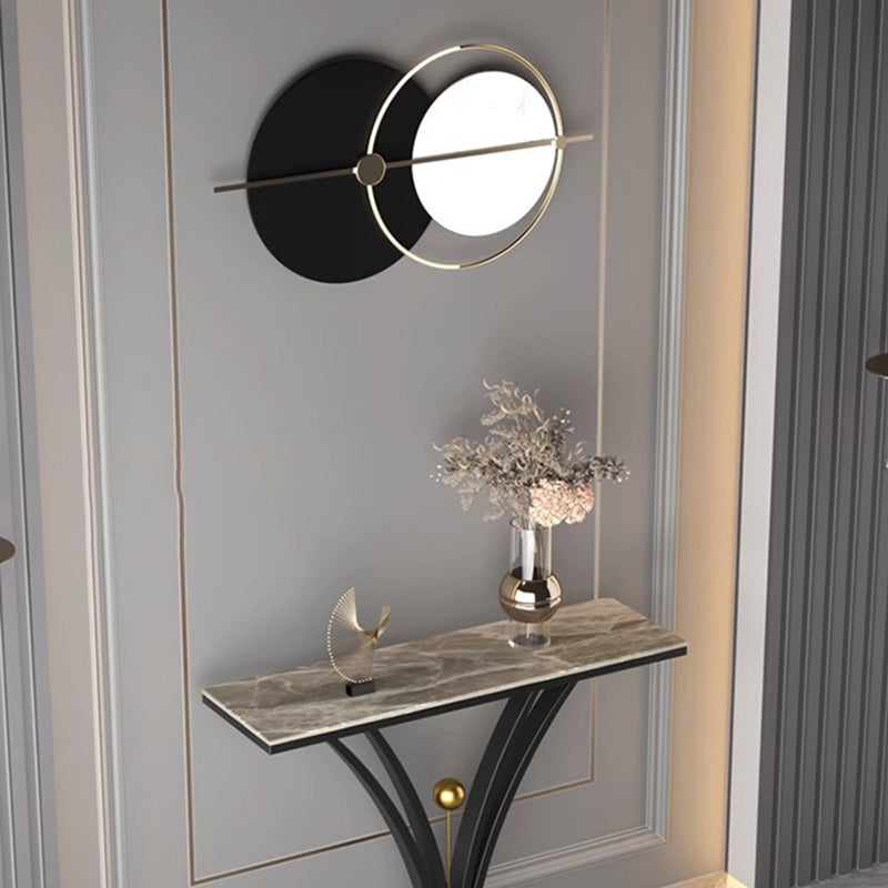 Modern Minimalist Rectangular Sintered Stone Stainless Steel Console Table 1-Tier For Entryway