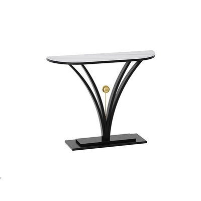 Modern Minimalist Rectangular Sintered Stone Stainless Steel Console Table 1-Tier For Entryway