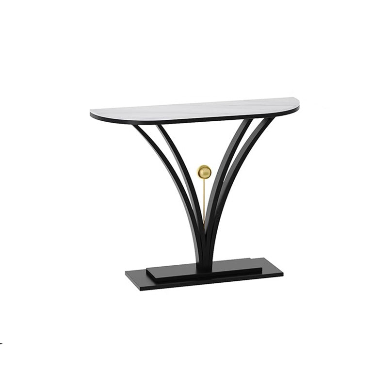 Modern Minimalist Rectangular Sintered Stone Stainless Steel Console Table 1-Tier For Entryway