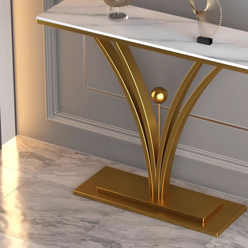Modern Minimalist Rectangular Sintered Stone Stainless Steel Console Table 1-Tier For Entryway