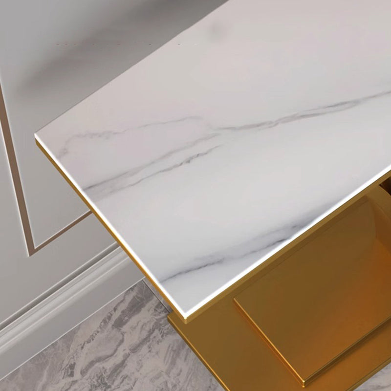 Modern Minimalist Rectangular Sintered Stone Stainless Steel Console Table 1-Tier For Entryway