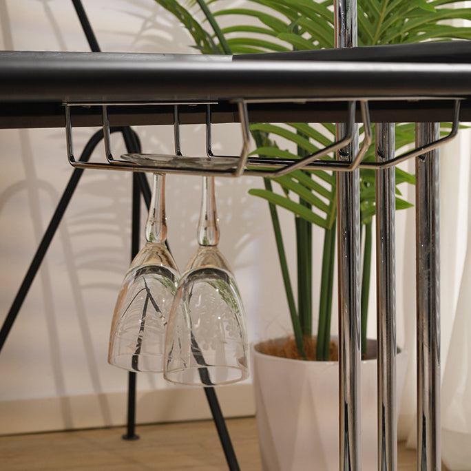 Modern Minimalist Rectangular Rubberwood Glass Stainless Steel Movable Side Table 2-Tier For Living Room