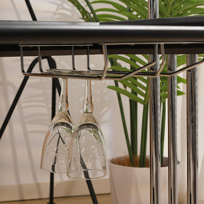 Modern Minimalist Rectangular Rubberwood Glass Stainless Steel Movable Side Table 2-Tier For Living Room