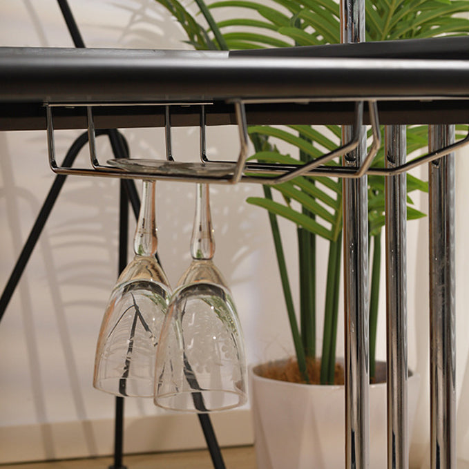 Modern Minimalist Rectangular Rubberwood Glass Stainless Steel Movable Side Table 2-Tier For Living Room