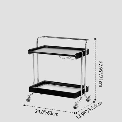 Modern Minimalist Rectangular Rubberwood Glass Stainless Steel Movable Side Table 2-Tier For Living Room