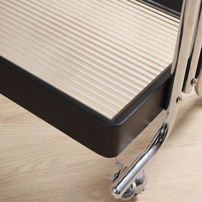 Modern Minimalist Rectangular Rubberwood Glass Stainless Steel Movable Side Table 2-Tier For Living Room