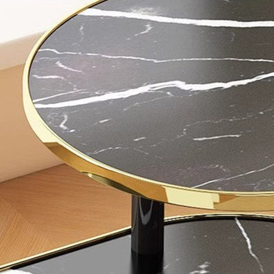 Modern Minimalist Ellipse MDF Pine Wood Movable Side Table 2-Tier For Living Room