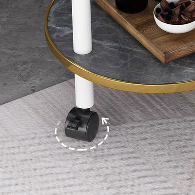 Modern Minimalist Ellipse MDF Pine Wood Movable Side Table 2-Tier For Living Room