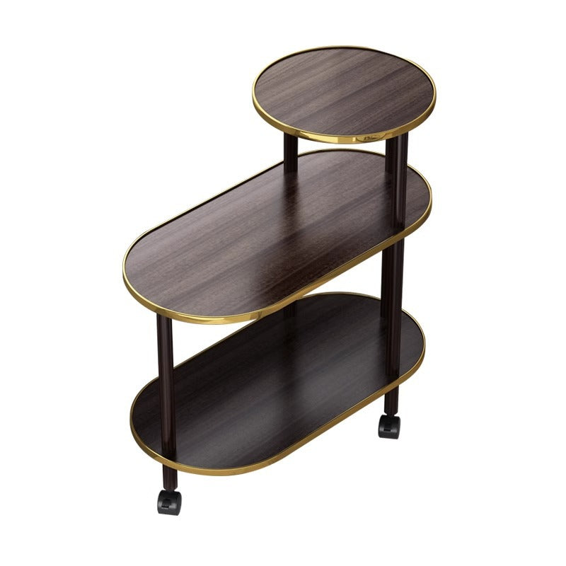 Modern Minimalist Ellipse MDF Pine Wood Movable Side Table 2-Tier For Living Room