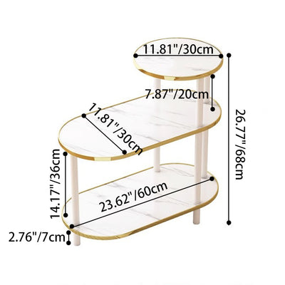 Modern Minimalist Ellipse MDF Pine Wood Movable Side Table 2-Tier For Living Room