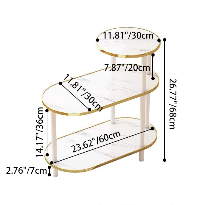 Modern Minimalist Ellipse MDF Pine Wood Movable Side Table 2-Tier For Living Room