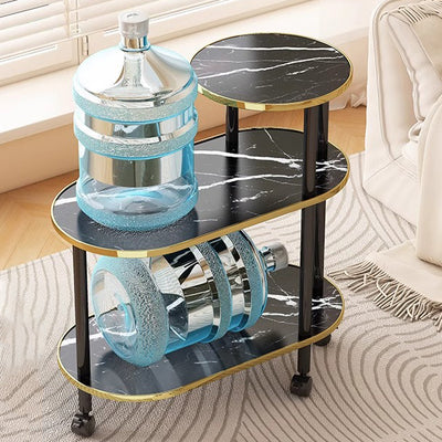 Modern Minimalist Ellipse MDF Pine Wood Movable Side Table 2-Tier For Living Room