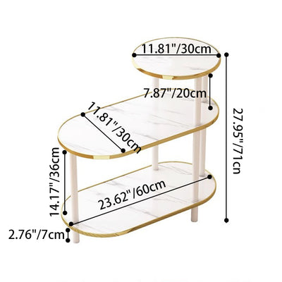 Modern Minimalist Ellipse MDF Pine Wood Movable Side Table 2-Tier For Living Room