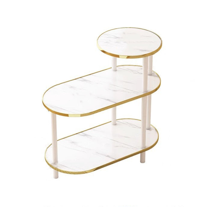 Modern Minimalist Ellipse MDF Pine Wood Movable Side Table 2-Tier For Living Room