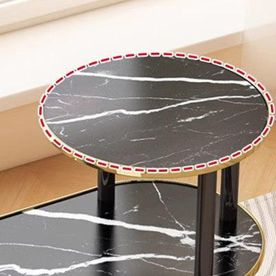 Modern Minimalist Ellipse MDF Pine Wood Movable Side Table 2-Tier For Living Room